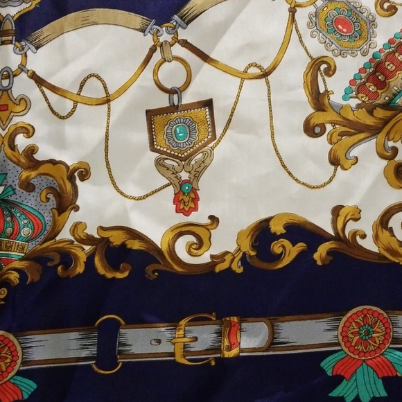 VTG 1980s Turquoise Gold County Western Scarf - Picture 7 of 8